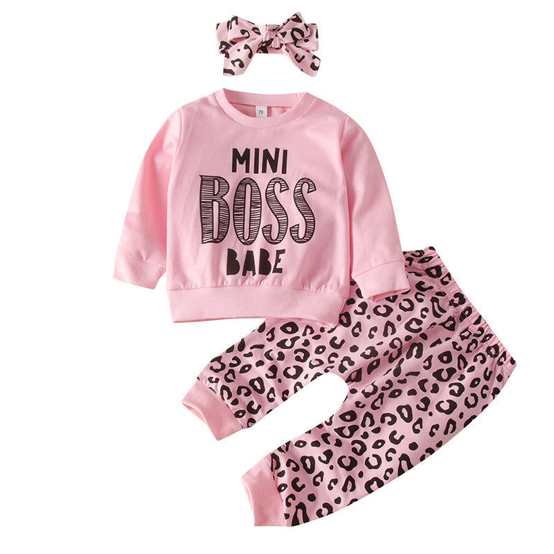 Cotton Leopard Print 2pcs Baby Set 0-4 Years Clothing Clothes Girl fo