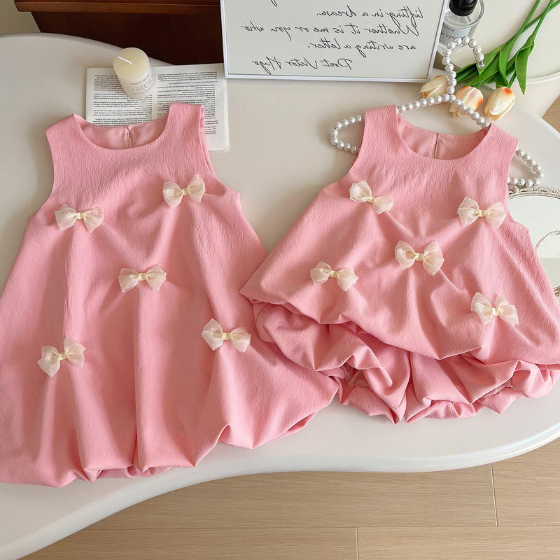 Summer Family Matching Outfits for Kids Sleeveless Top Girls Clothing Set Toddler Girls Cute Dress